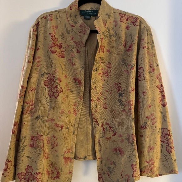 Vintage 2000’s Ralph Lauren Floral Linen Tailored Jacket - Picture 1 of 8